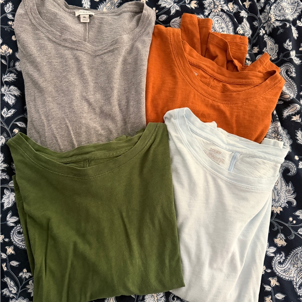 J. Crew Factory Long Sleeve Tees - Gray, Orange, Green, Light Blue